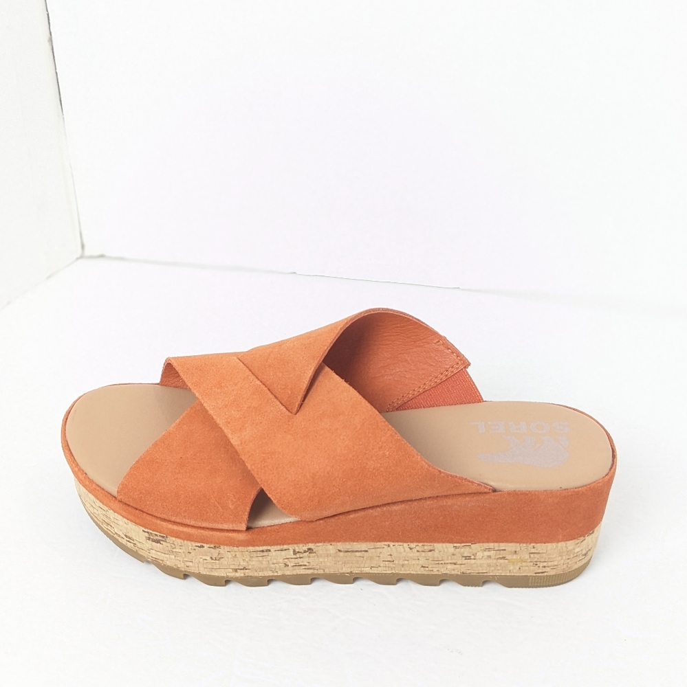 Sorel Orange Suede Cameron Sandals - Picture 9 of 16